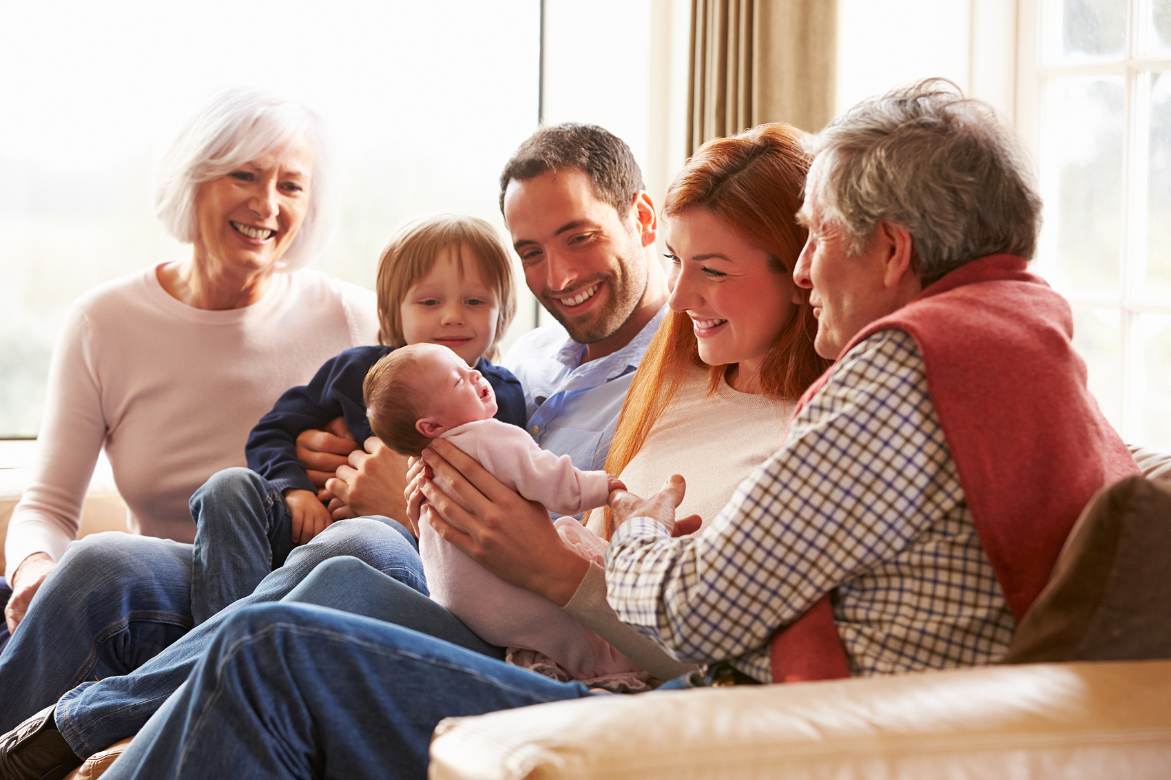 Multi-generation family in a healthy indoor environment